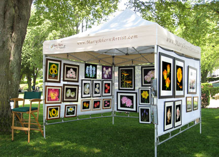 Mary Ahern Artist booth in The Northport Art in the Park annual event