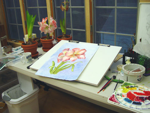 Mary Ahern Watercolor studio