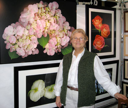 The Artist Mary Ahern with some of her Digital Paintings