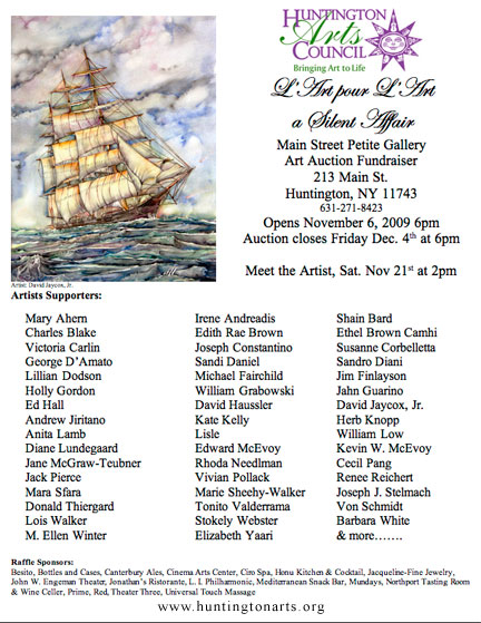 Poster for the L'Art Pour L'Art Silent Auction for the Huntington Arts Council